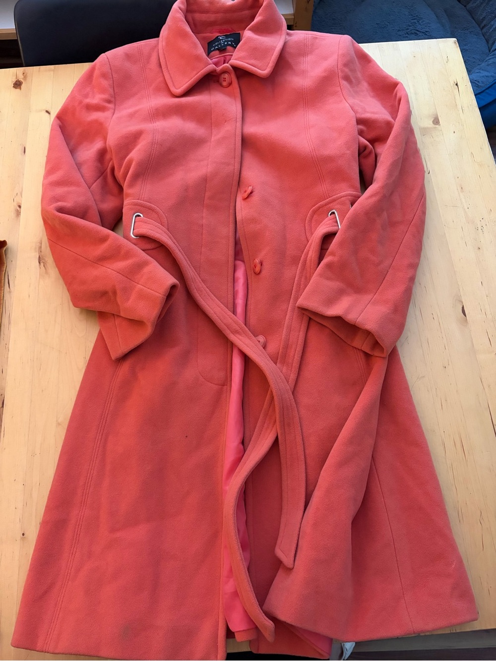 Coral Wool-Blend Belted Coat